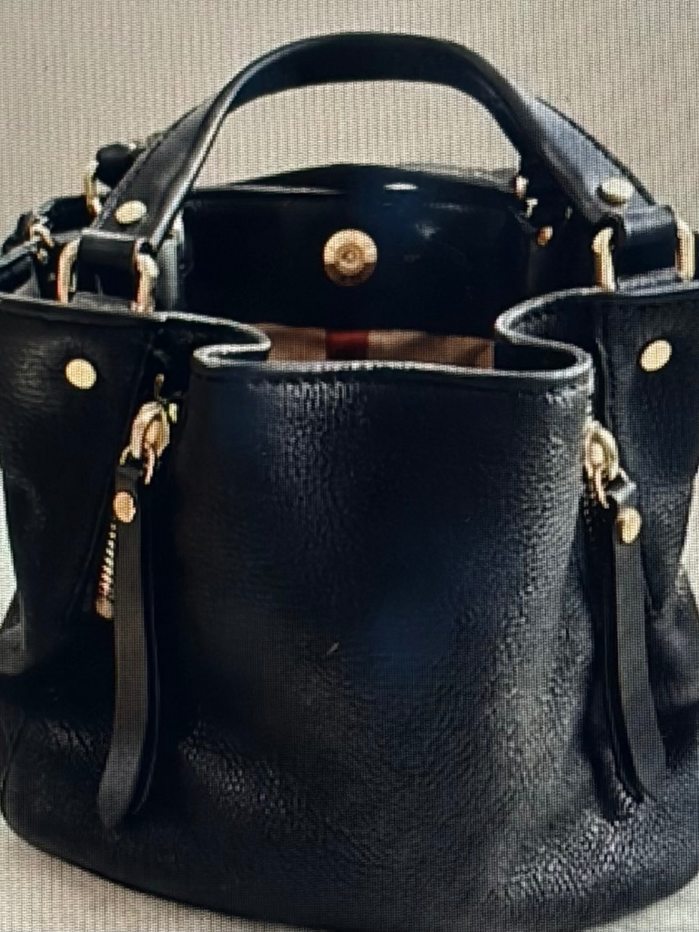 Authentic Burberry Maidstone 2-Way Bag in black pebbled leather. Style 3963675.